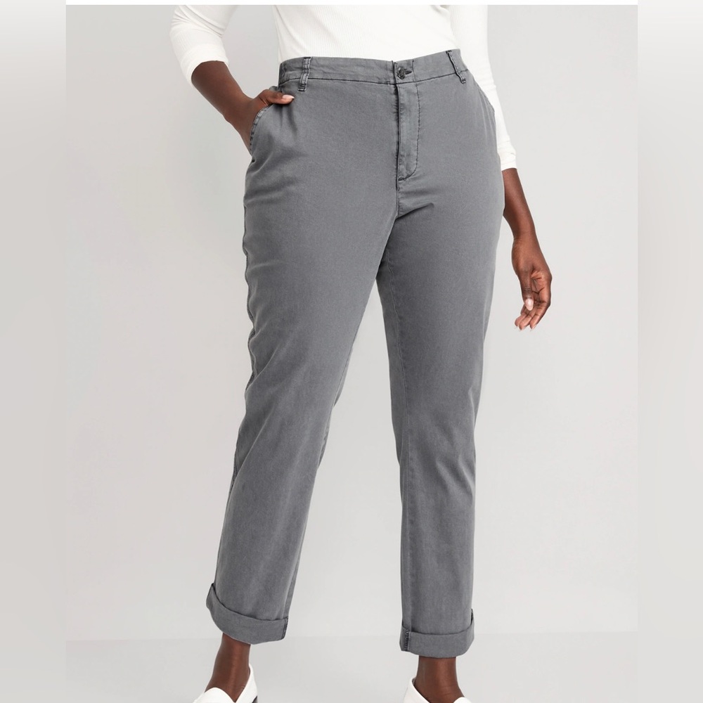 OLD NAVY High Rise OG Chino ankle pants. 2 pair worn once. Khaki & Grey.
